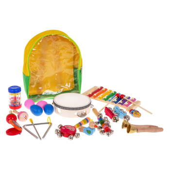 Drewniany Zestaw Instrumentów dla dzieci 2+ Plecak + Instrumenty muzyczne 22 el.